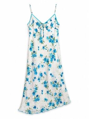 Byer Too! Blue Floral Asymmetrical Slip Dress